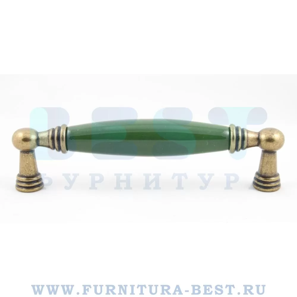 Ручка-скоба 128 мм, материал цамак, цвет зеленый/старая бронза, арт. 1160-40-128-GREEN стоимость 1 030 руб.