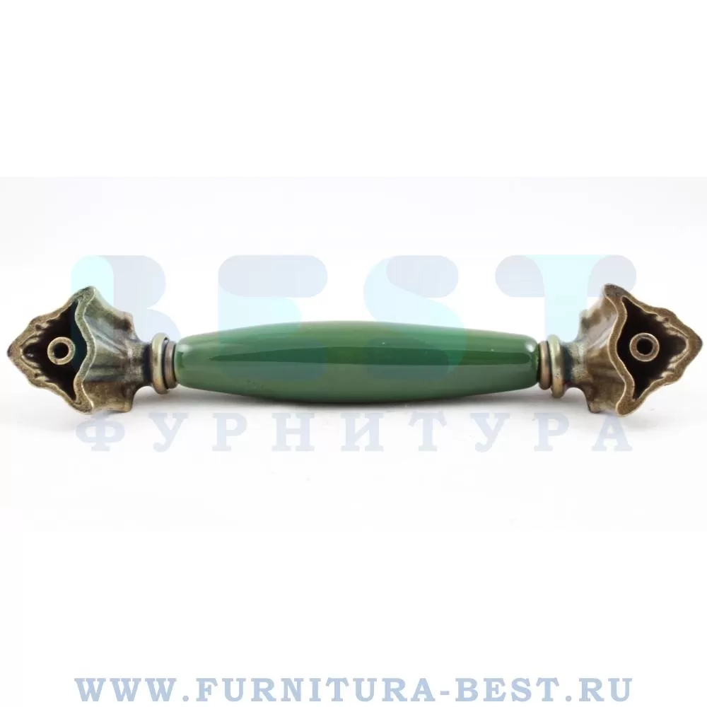 Ручка-скоба 128 мм, материал цамак, цвет зеленый/старая бронза, арт. 1370-40-128-GREEN стоимость 1 245 руб.