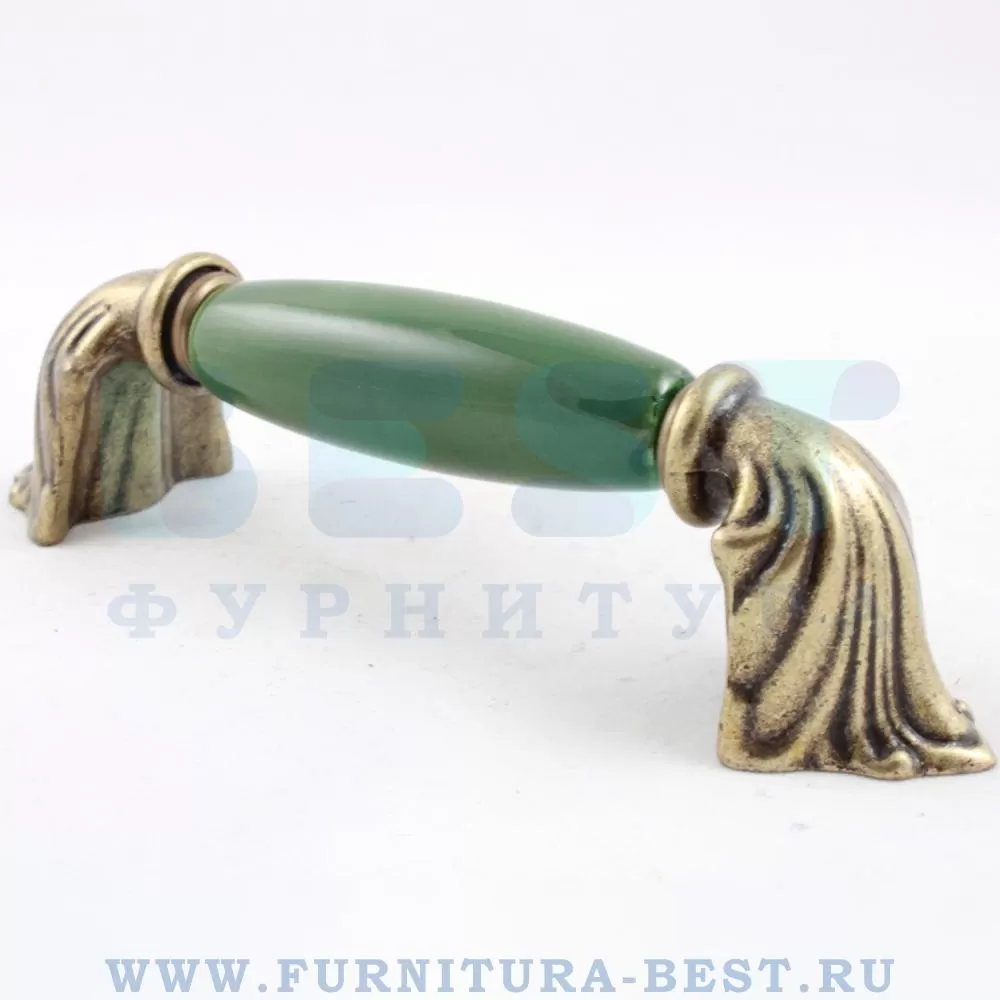 Ручка-скоба 96 мм, материал цамак, цвет зеленый/старая бронза, арт. 1370-40-96-GREEN стоимость 1 150 руб.