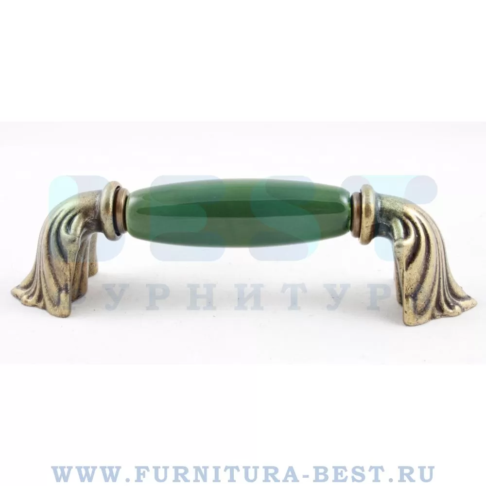 Ручка-скоба 96 мм, материал цамак, цвет зеленый/старая бронза, арт. 1370-40-96-GREEN стоимость 1 150 руб.