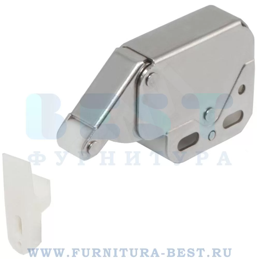 Защёлка -клип дверная Mini Latch, 50*37*11 мм, материал металл, цвет никель/белый, арт. 3137NI стоимость 220 руб.